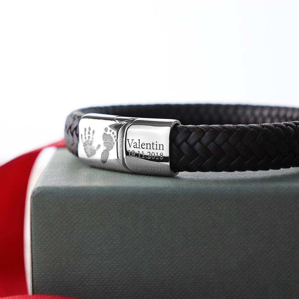 Proud Dad - Lederarmband mit 2 Abdrücken und Textgravur - SEVOLY