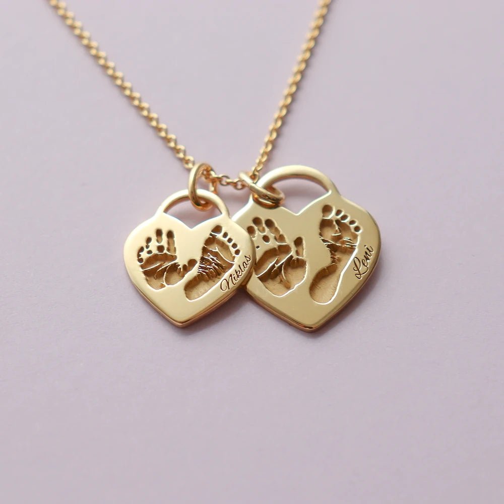 SEVOLY LOVE - 2 Charms Geschwisterkette mit 3D Abdrücke - SEVOLY